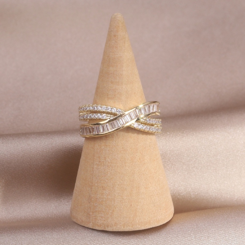 Women's Pave Gold Plated Statement Ring (Adjustable Size)